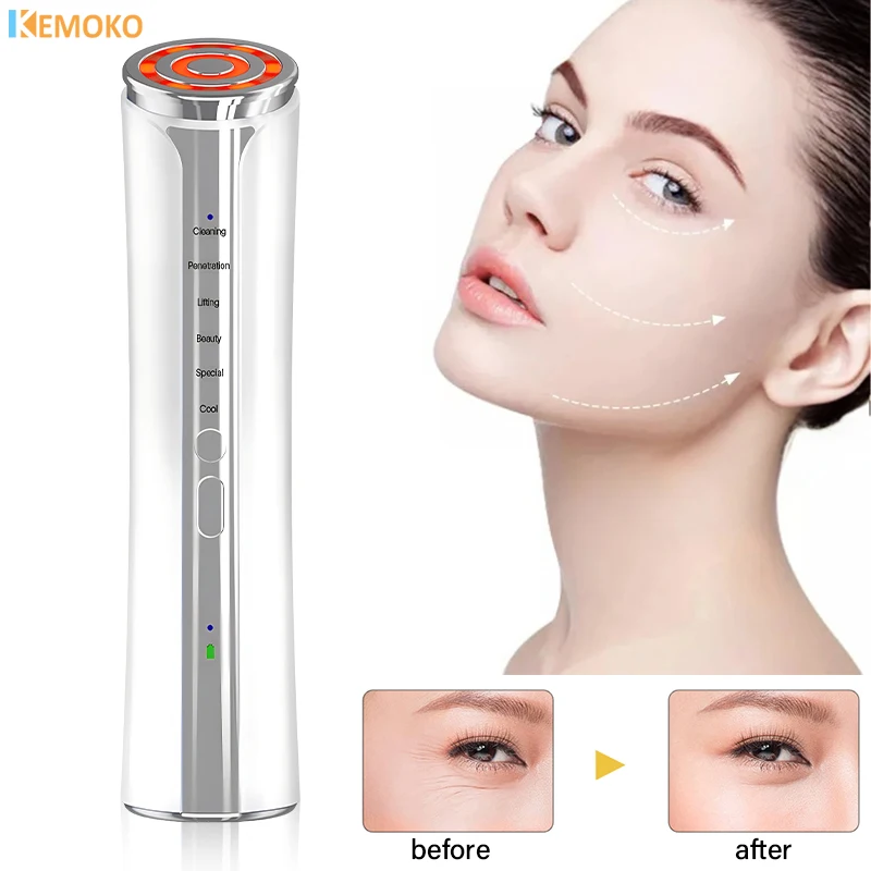 

Face Beauty Vibra Lifting RF&EMS Mesotherapy 6 IN 1 Radio Frequency LED Photon Skin Rejuvenation Tighten Brighten Firm Facial