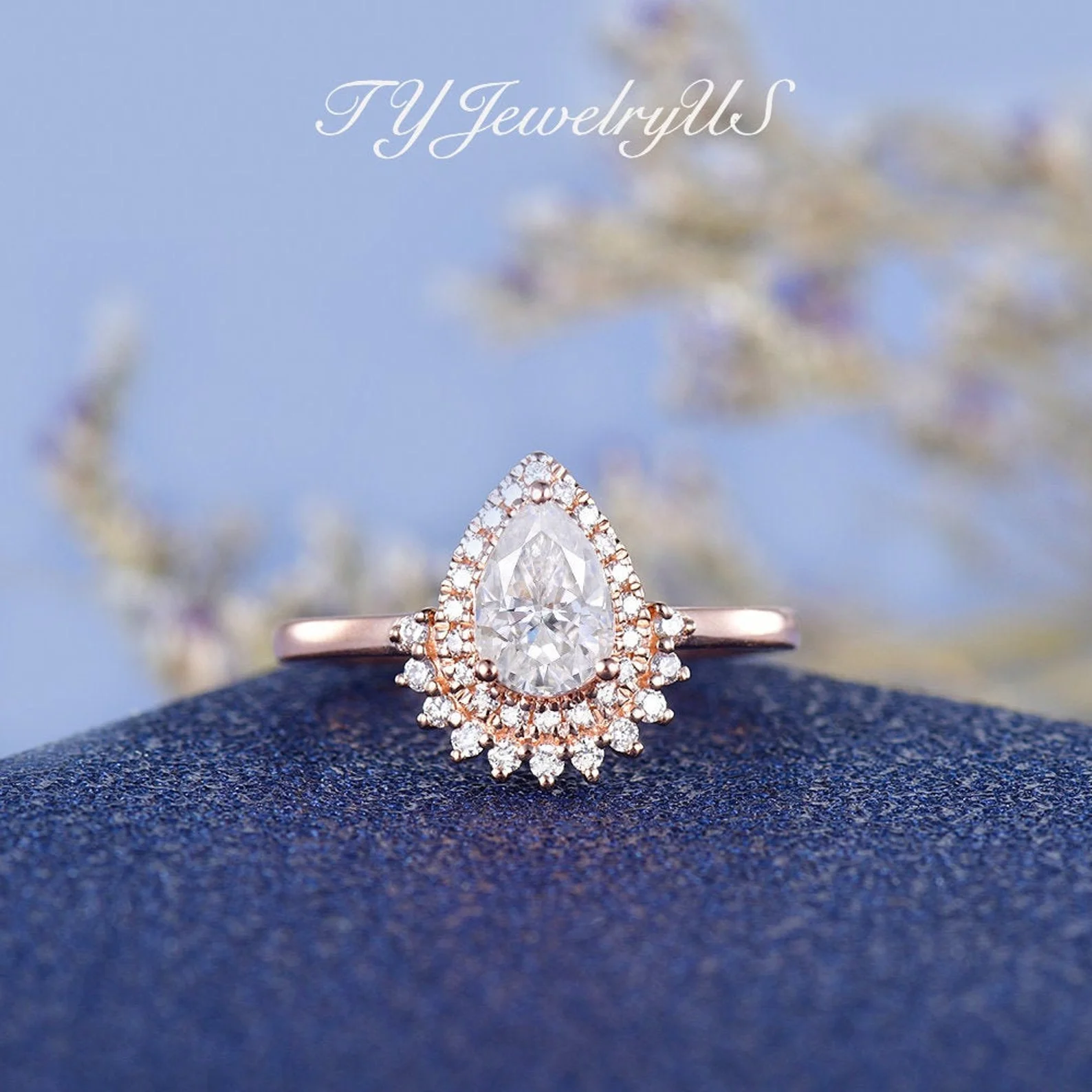

Pear Shape 1carat Moissanite Ever Fade 14k Rose Gold Accessories Ring Band Elegant Engagement Jewelry Women Rings