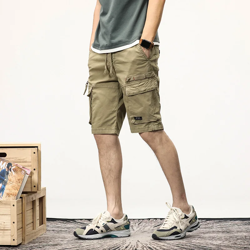 CAAYU Summer Men Cargo Tactical Short Pants Multi Pocket Shorts Men Oversize Clothing Casual Fashion Jogger Outdoor Gray Pants