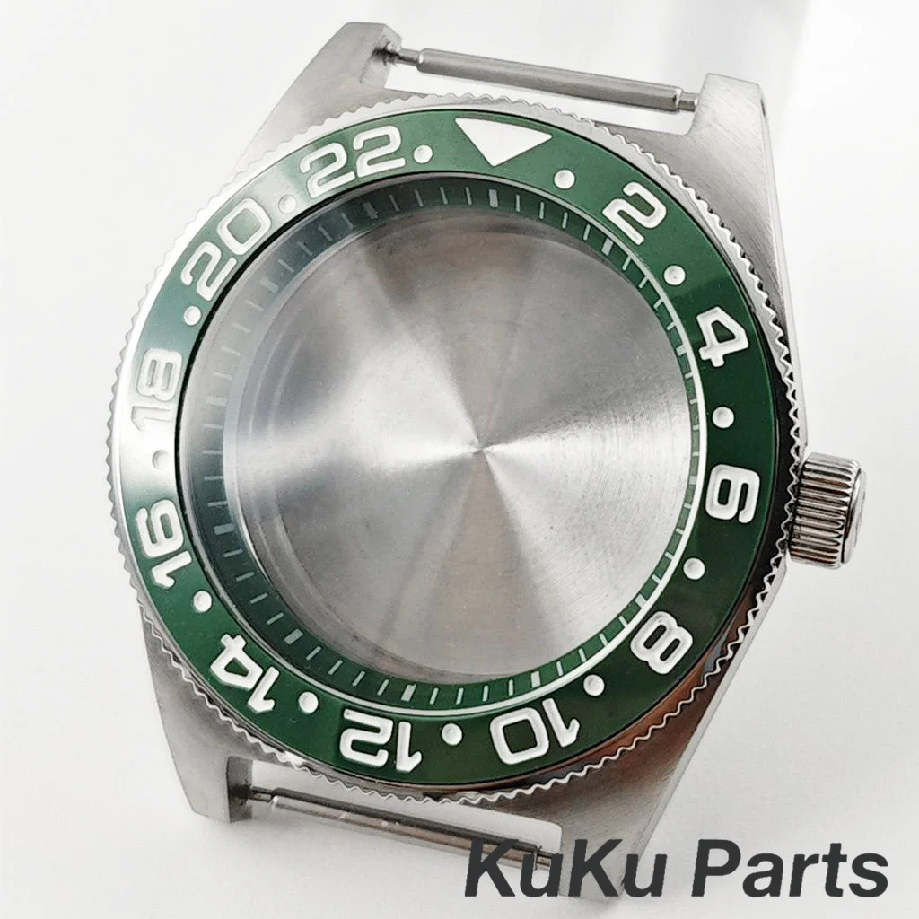 Green Ring GMT Ceramic Bezel Watch Case with 40mm Diameter and 28.5mm Dial Capability