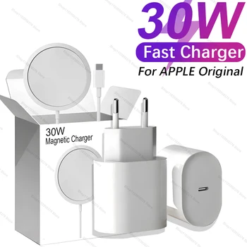 Caricabatterie rapido originale da 30 W per APPLE iPhone 16 15 14 13 12 11 Pro Max Plus Tipo C Caricatore wireless magnetico Accessori per telefoni