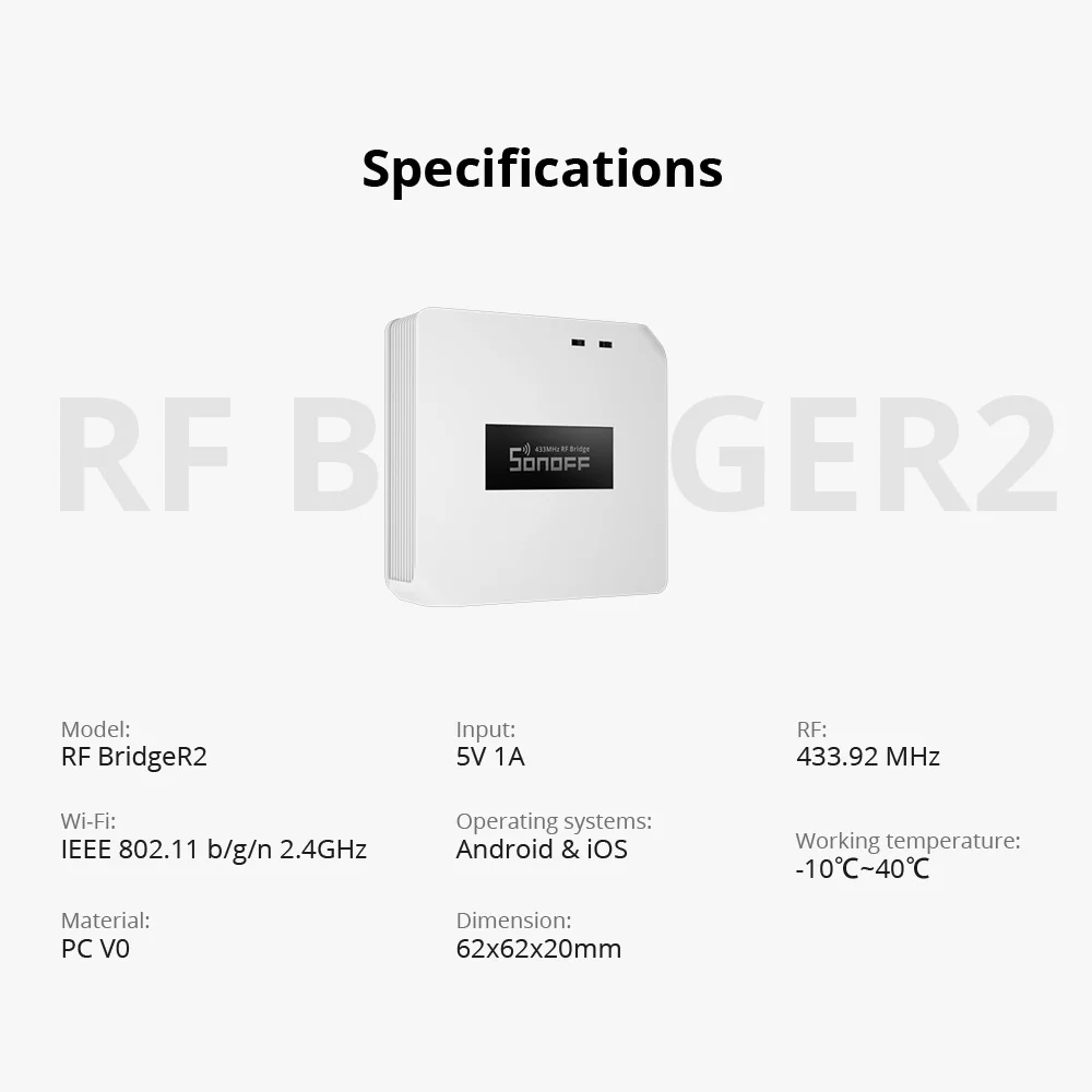 SONOFF RF Bridge R2 433MHz DW2 PIR3 RF Wifi Controller Intelligent Switch Smart Life Remote Control Work with Alexa Google Home smart switch wireless remote control switch