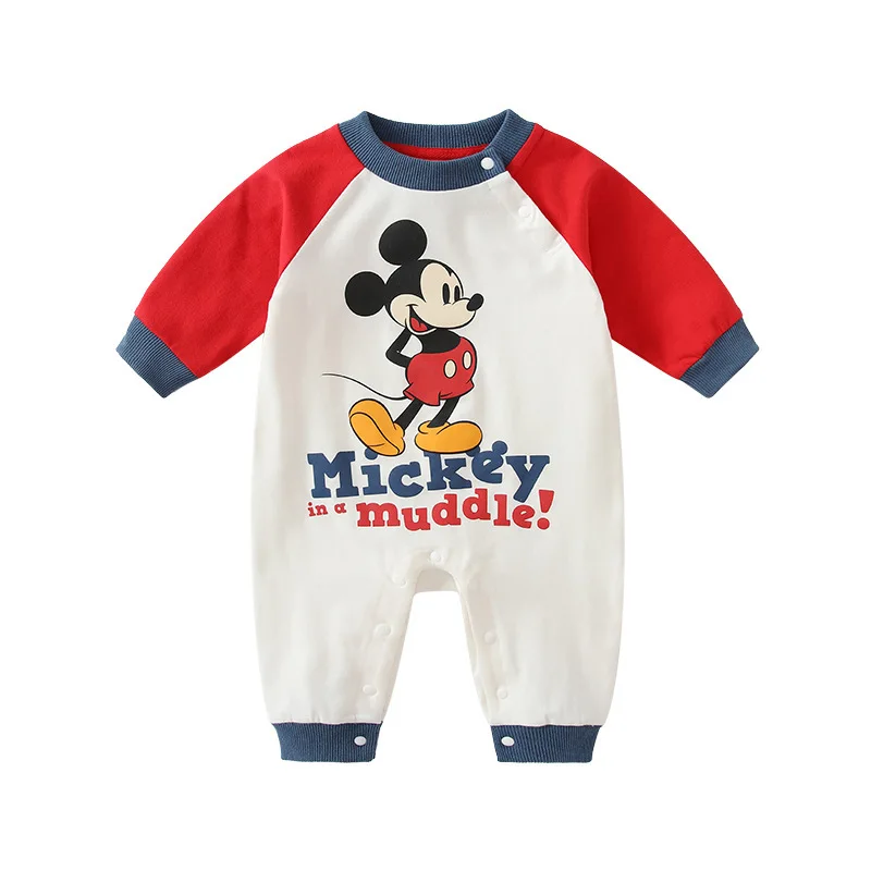 

Детское хлопковое боди с длинным рукавом и принтом Микки Мауса