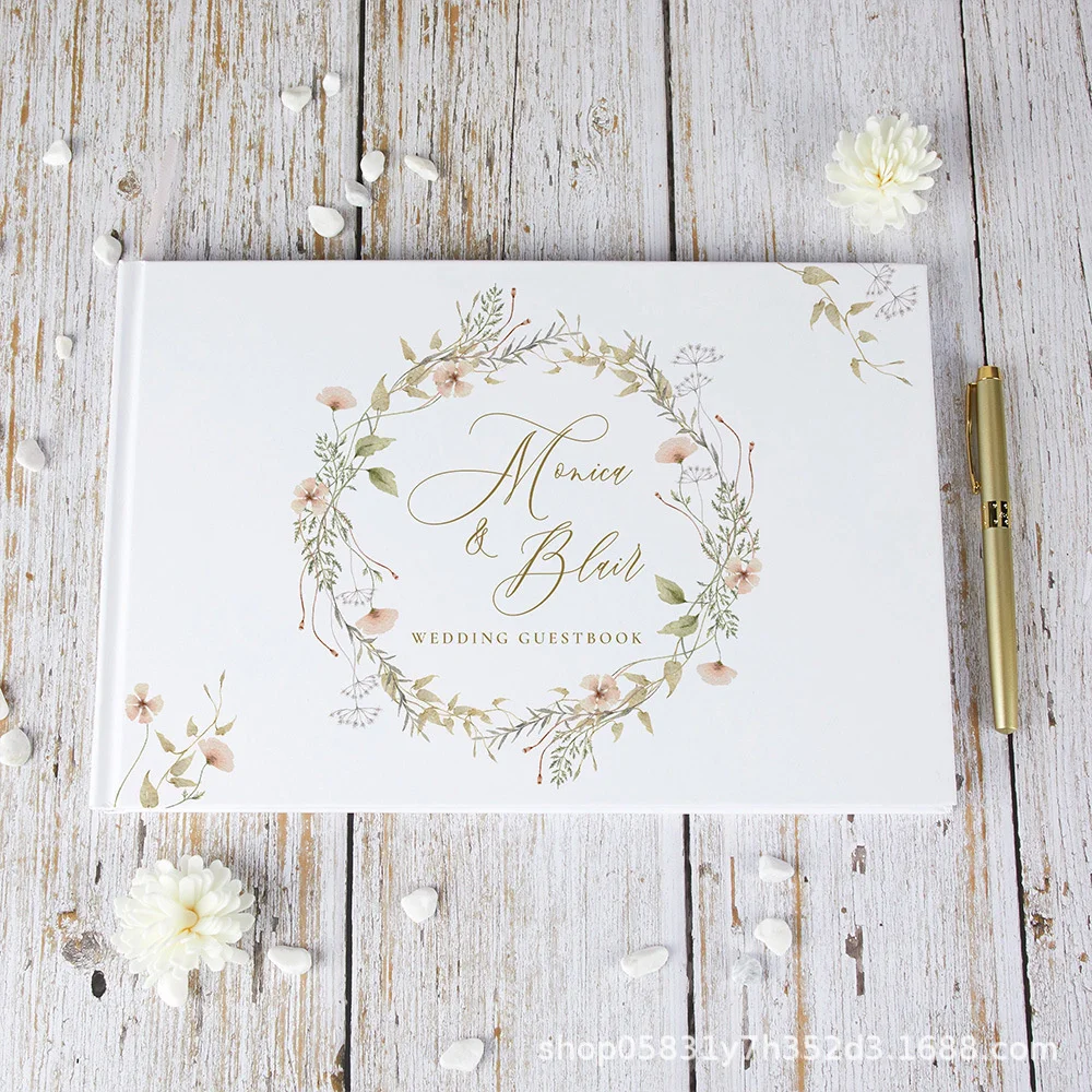 Description Picture 3 of itemPersonalized Guest Book for Wedding White Nobles Message Photo Album Simple Elegant Horizontal Keepsake Book Signature Book