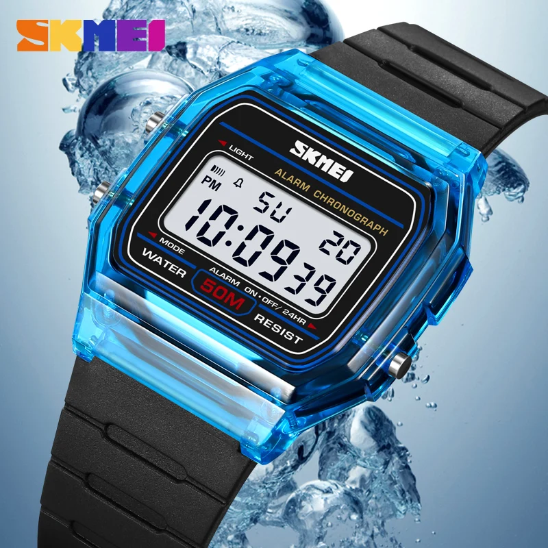 findtime Orologi da uomo, digitali da uomo, trasparente, blu, orologio