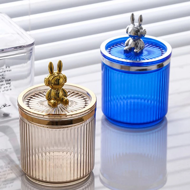 Cute Rabbit Cotton Pad Holder Cotton Swab Rod Storage Box Cosmetics Jewelry Bathroom Makeup Container Lipstick Organizer Box 5