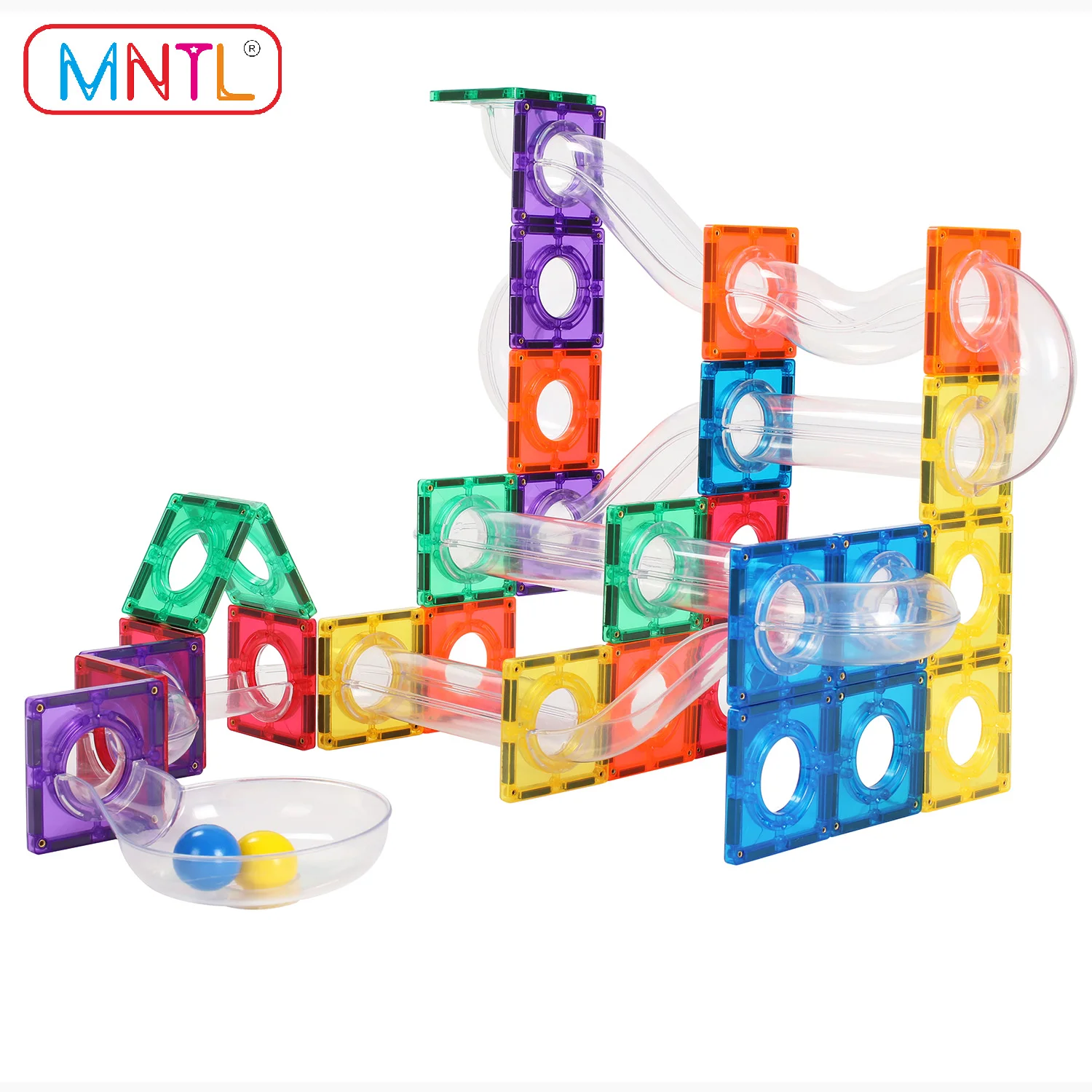 Glowing Magnetic Tiles Building Blocks Marble Run Race Track Super Set -  110 Complete Pieces Glow in the Dark STEM Light Magnetic Building Blocks  and Gravity Maze Games for Toddlers Kids Magnetic