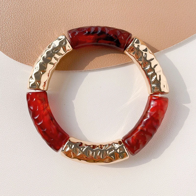 Stretch Resin Tube Bracelet For Women Vintage New Style Fashion Jewelry Retro Elastic Holiday Accessories Wholesale Gifts MQF075 4