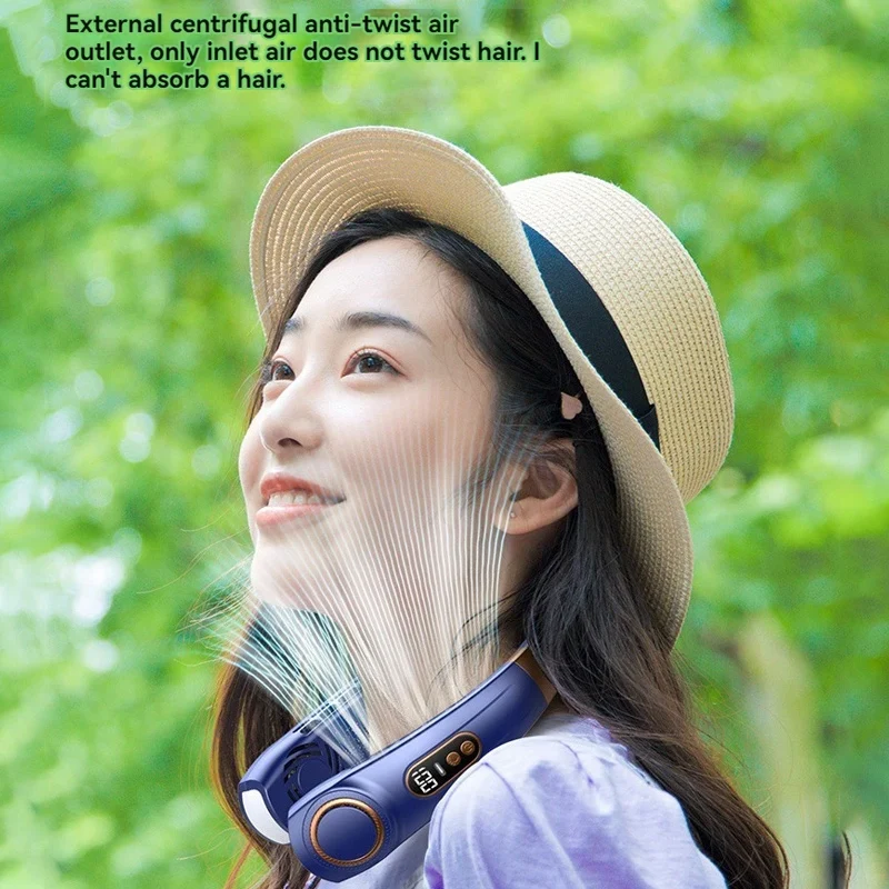 2024 New Portable Hanging Neck Fan USB Rechargeable Mute Cold Air Bladeless Neck ventilador Mini Electric fan camping Air Cooler 6
