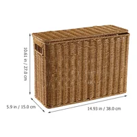 Narrow and Tall Storage Box with Lid Basket Magazine Holder Wicker Plastic Baskets Lids Child 2