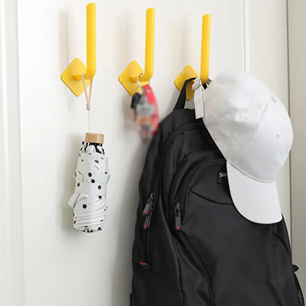 L-Shape Multi Function Hook Self-Adhesive Wall-Mounted Rack For Kitchen Accessories Door Keys And Clothes Hanger