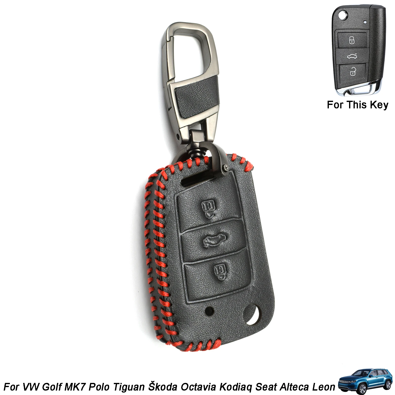 Portachiavi In Pelle Portachiavi Per Volkswagen Vw Golf 7 Mk7 Tiguan Polo Bora Skoda Fabia Octavia Kodiaq Seat Leon Ibiza Portachiavi