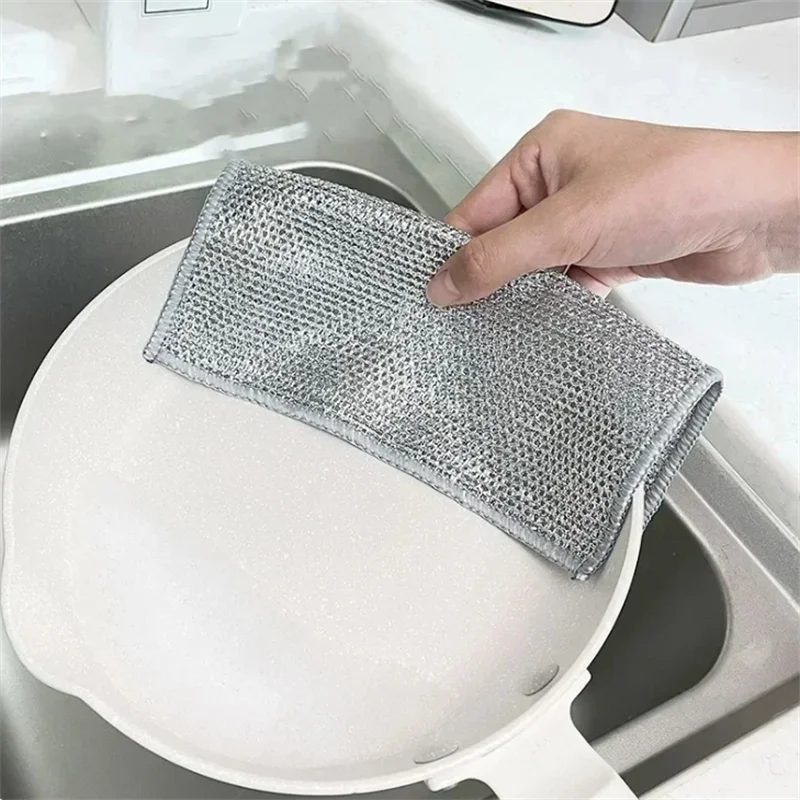 5/10pcs Multifunctional Non-Scratch Wire Dishcloth Wire Dishcloth Multipurpose Wire Dishwashing Rags Magic Cleaning Cloth