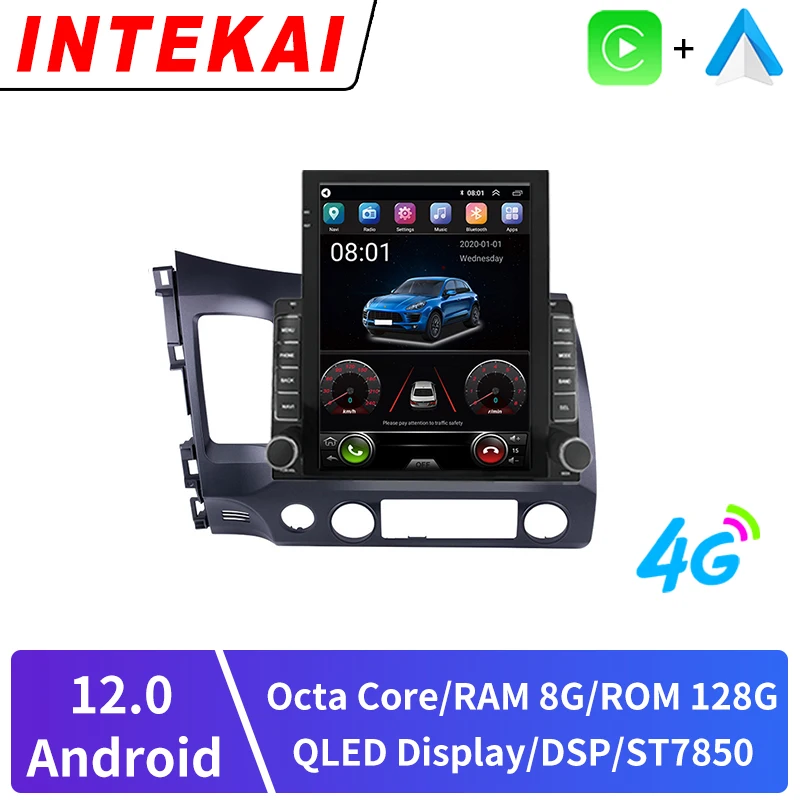 

9.7" Vertical Style Tesla Screen Android 12.0 For Honda Civic 2005-2012 Multimedia Video Player Carplay Navigation GPS Head Unit