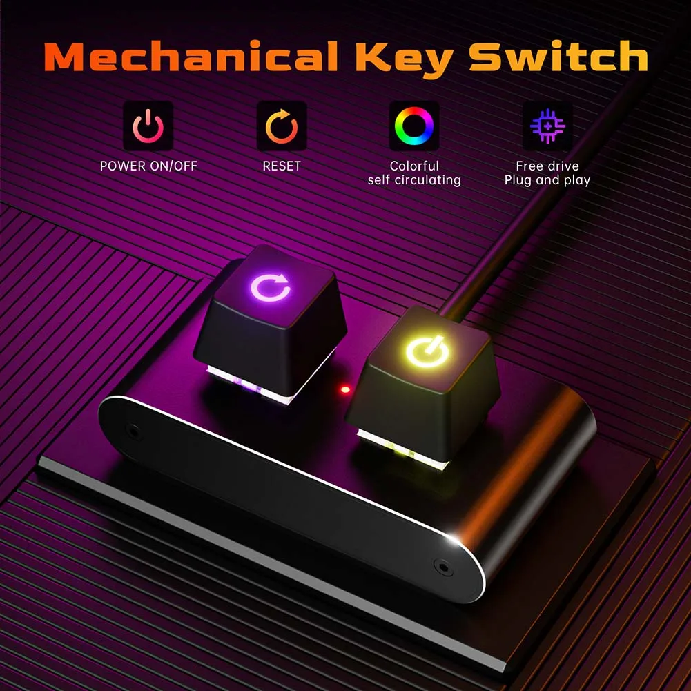 ON Off Reset Switch Button Extended Startup HDD LED External Power Supply Button Computer Power Switch for Home Office Internet