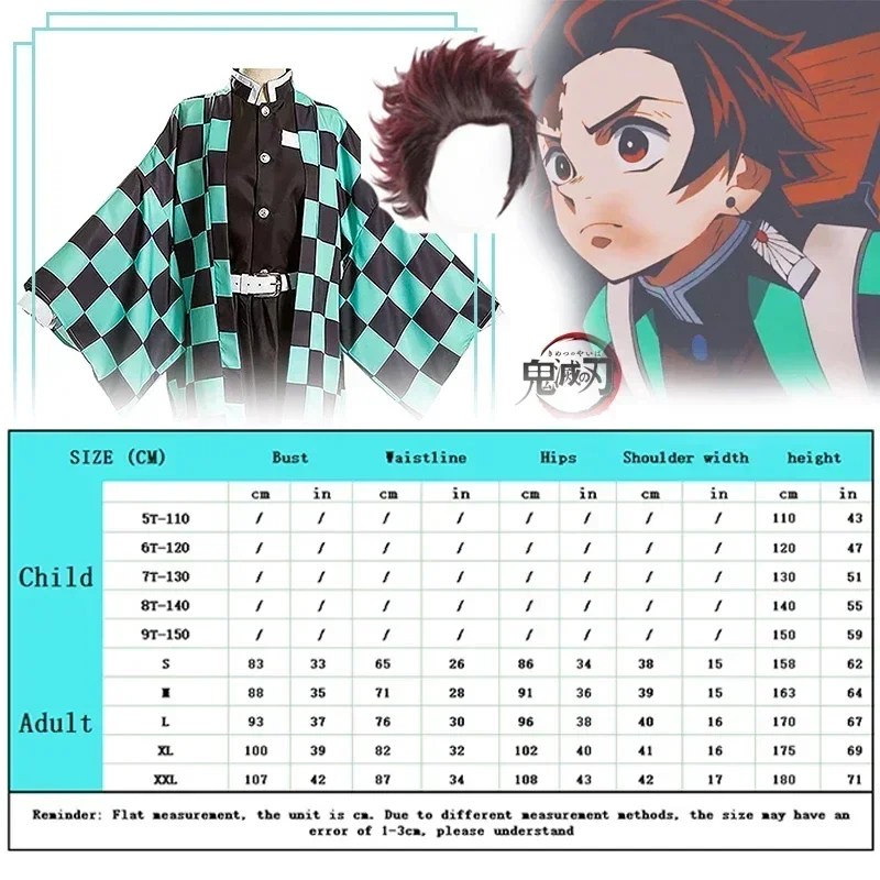 Superhero Cosplay Costume Kids Cosplay Costume Tanjiro Cosplay Anime Tanjirou Kamado Costume Kimetsu No Yaiba Kimono Earrings Tattoo Stickers for Adult and Kids