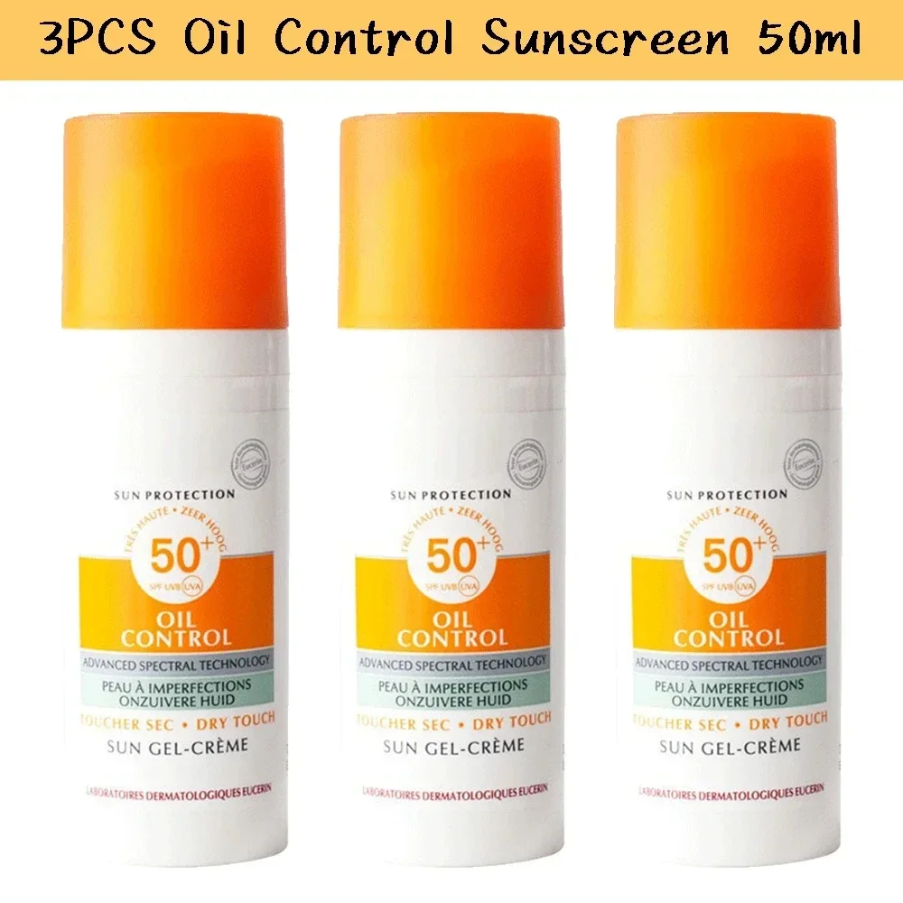 

3PCS Oil-control SPF50+ Dry Touch Sunscreen 50ml Waterproof Invisible Texture Suitable All Skin Types Rapid Absorption Skincare