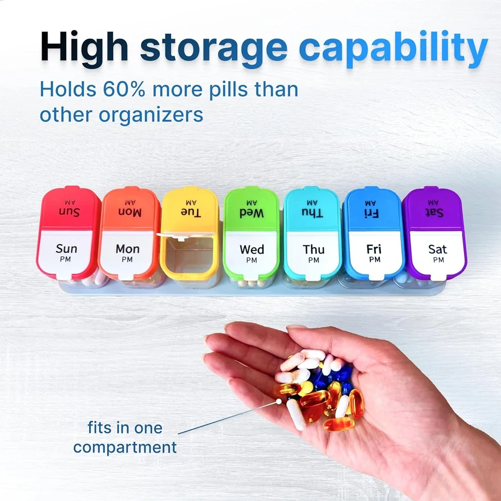 Weekly XL Pill Organizer - Large 7-Day AM/PM Medication Holder