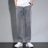 Summer Thin Men's Straight Loose Gray Jeans Soft Fabric Lyocell Fabric Light Colored Casual Pants Male Brand Trousers 2