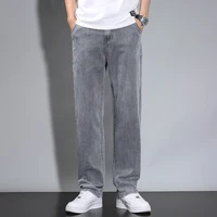 Summer Thin Men's Straight Loose Gray Jeans Soft Fabric Lyocell Fabric Light Colored Casual Pants Male Brand Trousers 2
