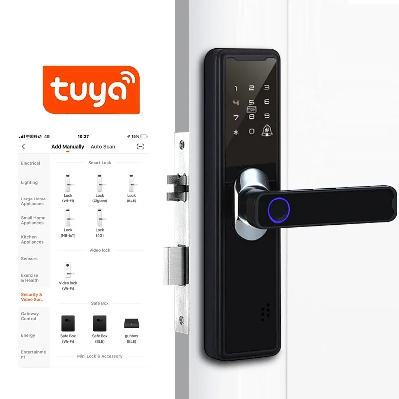 Description Picture 2 of itemWifi Smart Door Lock With Tuya Wifi Remote Electronic Password IC Card Fingerprint Printing Security Alarm Anti-theft Home