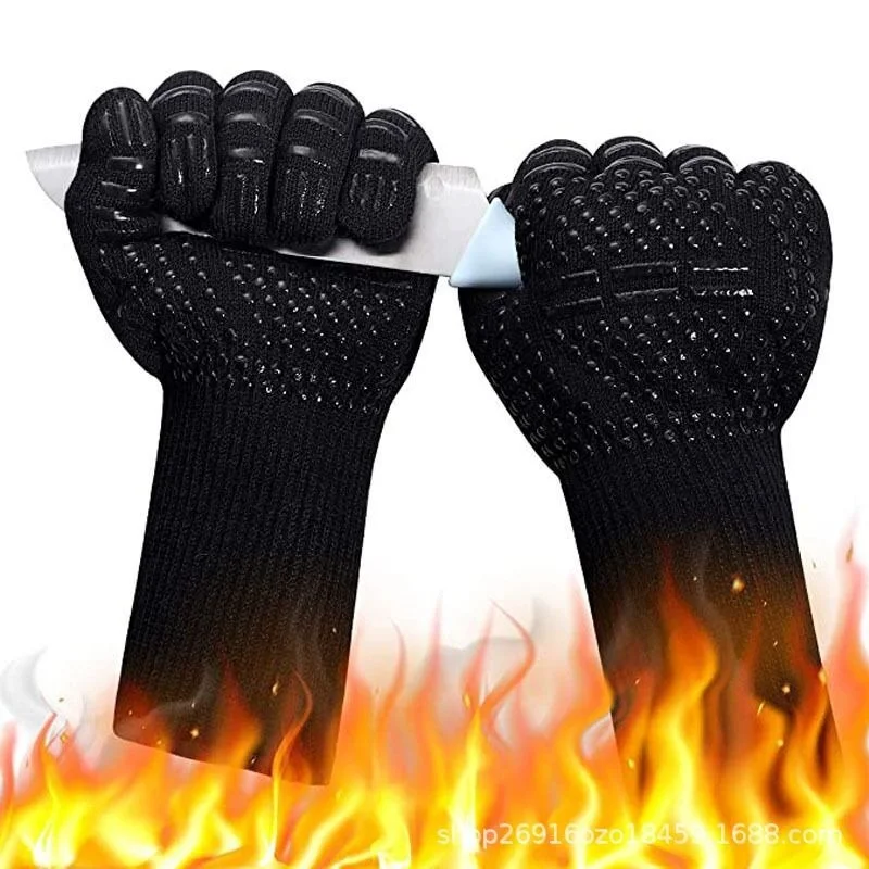 1hand Bakewere Oven Mitts Gloves BBQ Silicon Gloves High Temperature Anti-scalding 500/800 Degree Insulation Barbecue Microwave bbq gloves high temperature resistance oven mitts barbecue anti scald gloves fireproof barbecue heat insulation microwave gloves