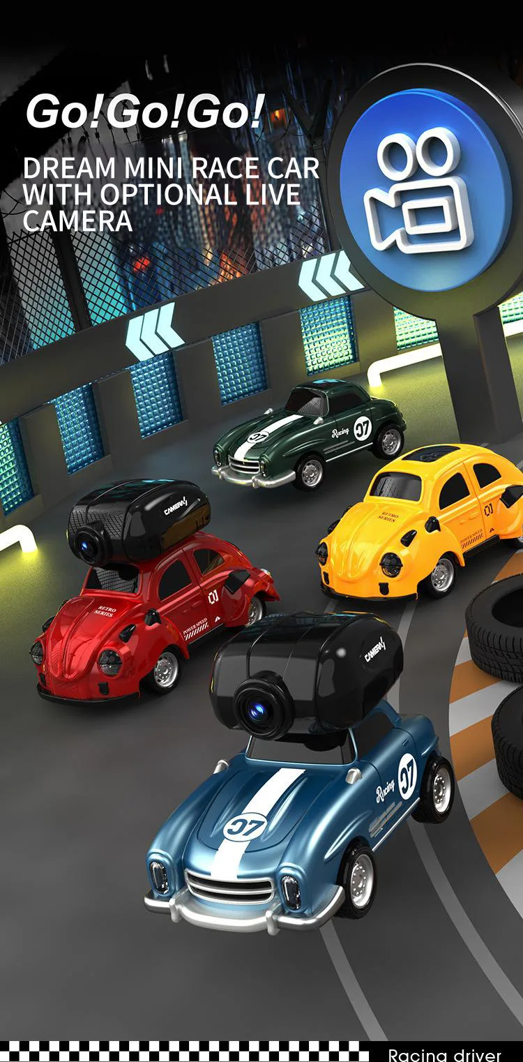 Mini Rc Car with Camera HD Wifi Fpv Pocket Racing Drift Vehicles Light Music Remote Control Car Radio Controlled Cars Toys Boys 