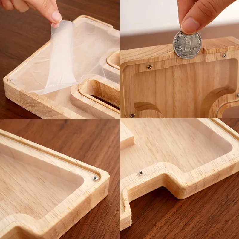 wooden piggy bank wooden money box piggy bank coin holder coin bank 26 English Alphabet Moneybox Coin Money Piggy Bank Wooden Letter Saving Box Desktop Ornament Home Decor Crafts For Kids