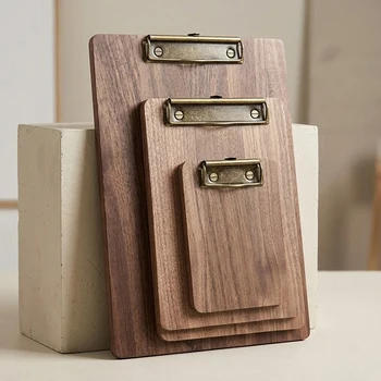Portamenu in Legno Massello di Noce Nero A4, Clipboard per Ordini da Ristorante, Portamenu Resistente per Bar e Ristoranti