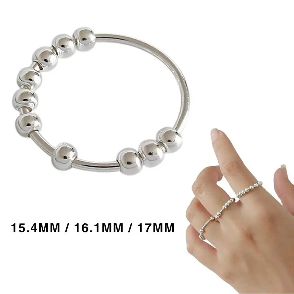 Silver Rotating Anti-Stress Ring, Anti-Stress Sensory Toy for Women, Silver Rotating Anti-Stress Ring, Anti-Stress Sensory Toy for Women,