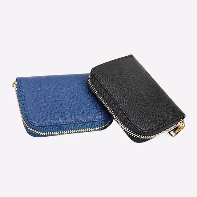 Personalized Business Card Holder Wallet Women Men Bank ID Credit Card Case  10 Bits Card Real Saffiano Leather Zipper Coin Purse - AliExpress