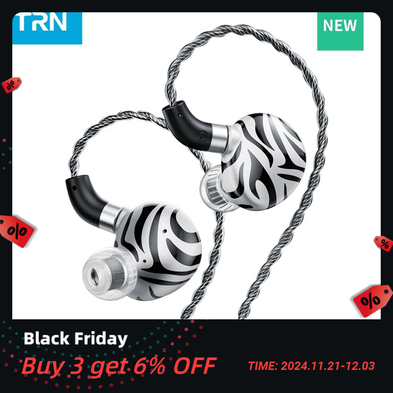 TRN New White Tiger In Ear Earphones Hybrid Dual Dynamic Driver + Planar Diaphragm Headphones