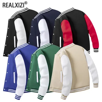 Men’s Color Splice Baseball Jacket 1