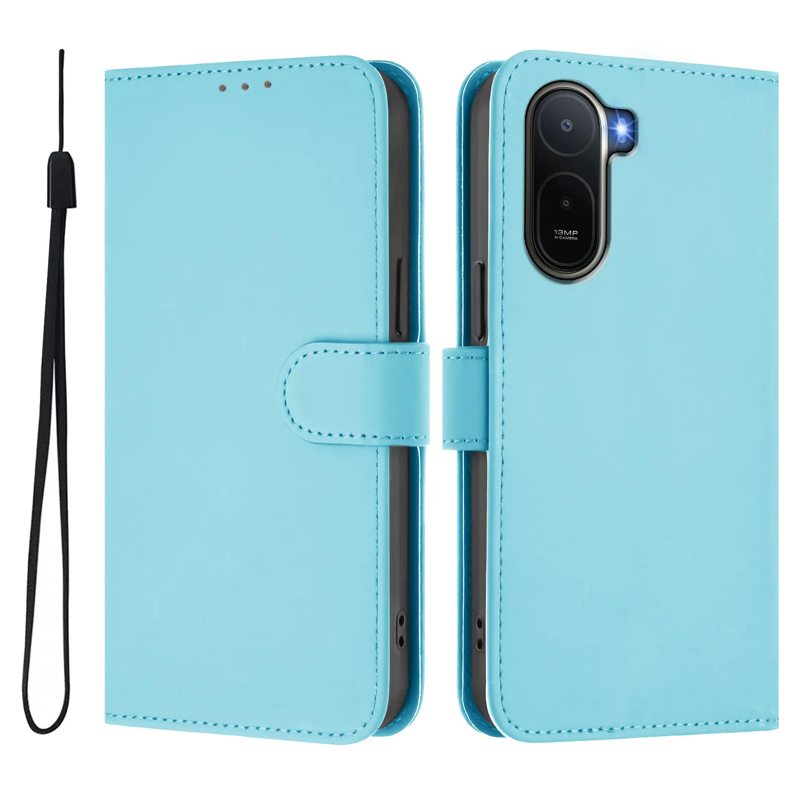 Luxury Leather Flip Wallet Phone Cover - Solid Color