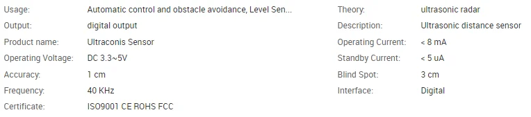 Sensor de detecção ultrassônico, módulo de alcance