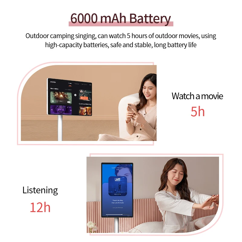 Professional 21.5 Inch Stand Tv 128gb 6000mah Smart Tv 21.5" Smart Televisor Mini Portable Touchscreen with Camera