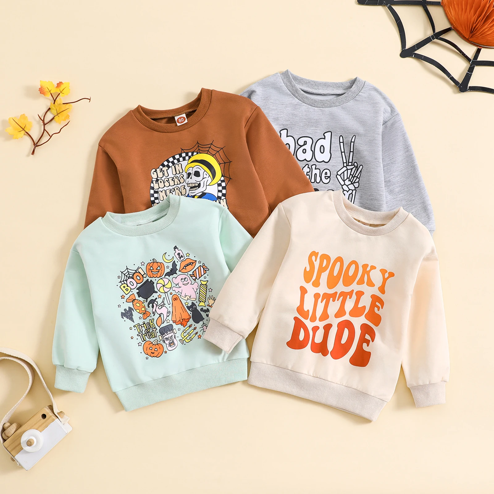 

2023-08-04 Lioraitiin 0-4Years Toddler Baby Boy Girl Halloween Sweatshirt Long Sleeve Pumpkin Letter Crew Neck Autumn Tops