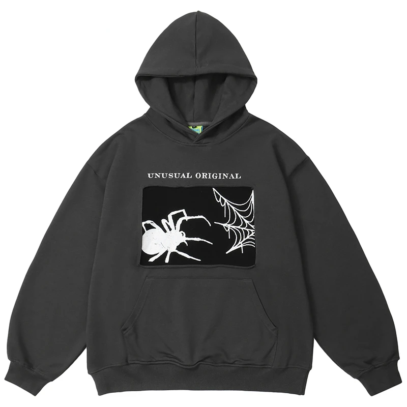 

Autumn Men Oversized Pullover Hoodies Hip Hop Patchwork Spider Graphic 2023 Streetwear Harajuku Casual Cotton Hooded Sweatshirts