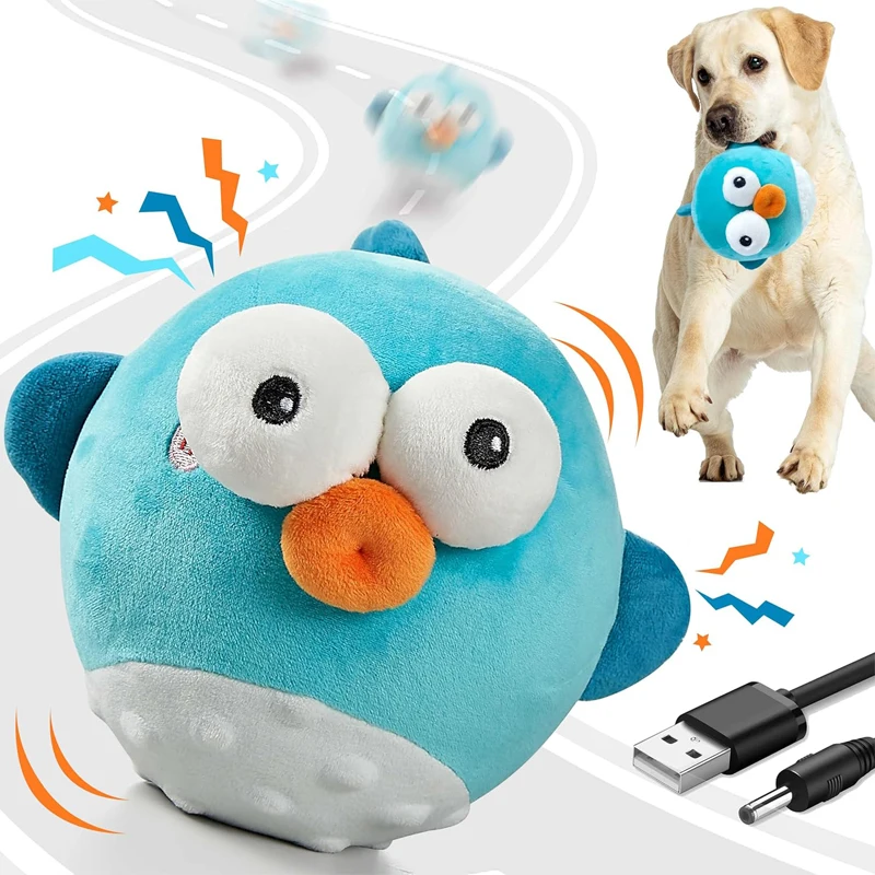 Rechargeable Interactive Pet Toy with Jumping Music and Squeaky Crinkle Ball