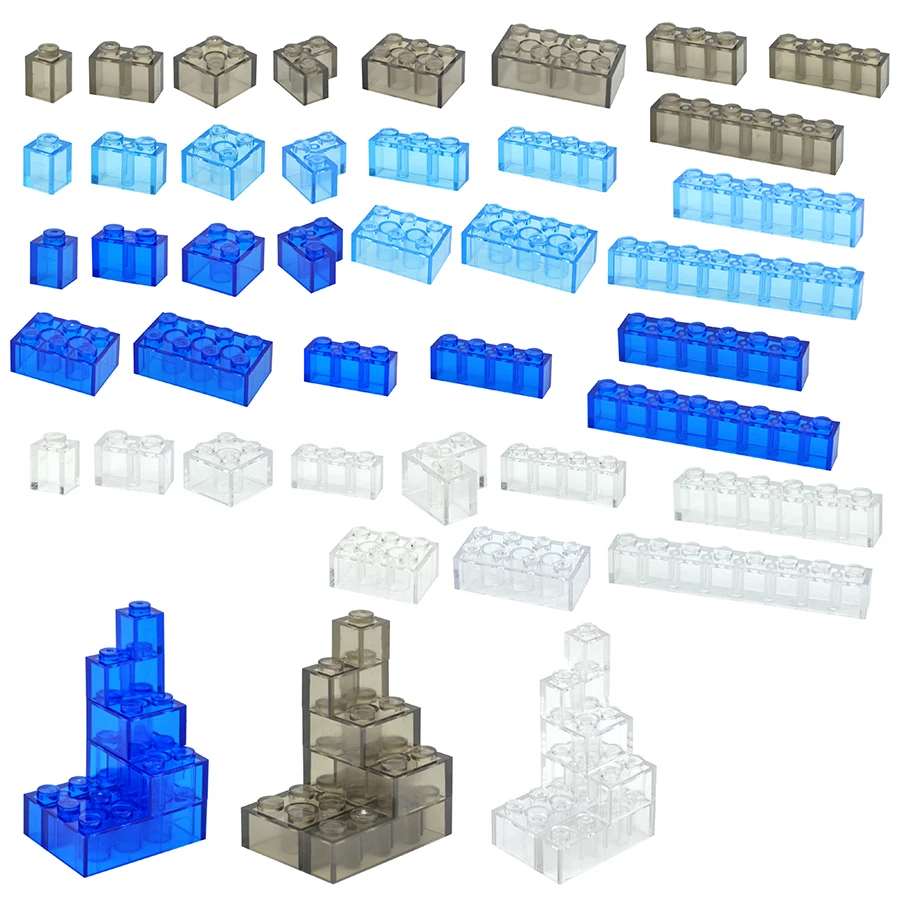 MOC Transparent Thick Building Blocks 1x1 1x2 2x2 2x4 Dots Clear Brick Figures Educational Creative Toy for Kid Compatible Brand