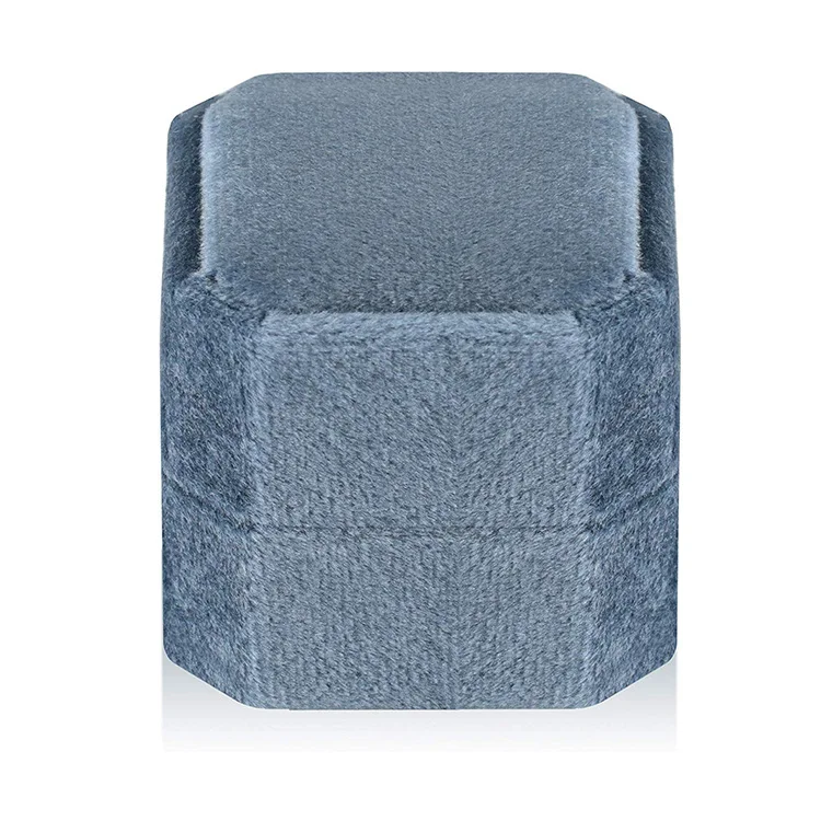 Octagonal Velvet Ring Box Single Double Three Slot Wedding Engagement Ring Box Earring Storage Box Elegant Retro