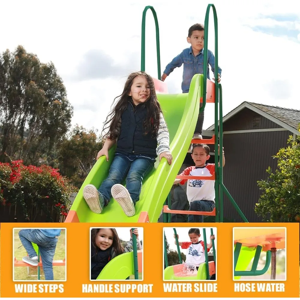 Home Playground Equipment: 10' Indoor/Outdoor Wavy Slide Slides Ages 3 to 10 Child Amusement Park Entertainment Sports