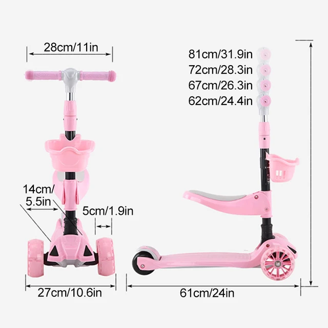 Children's Kick Scooter Folding Skateboard Kids Adjustable Height Flashing Light  for Toddlers 2-12 Year Scooter Gifts 6