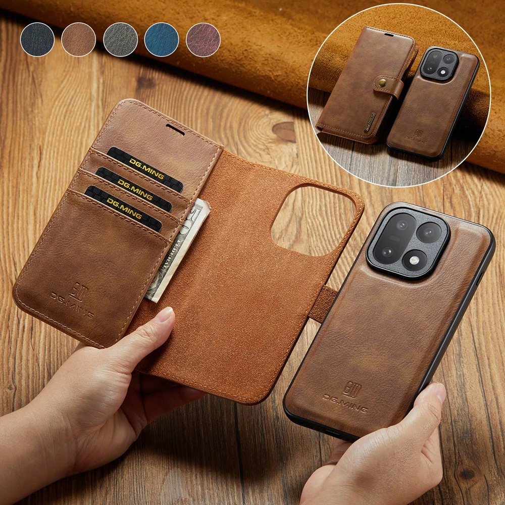 Premium Magnetic Leather Flip Cover with Stand and Card Holder - Anti-Fall Protection