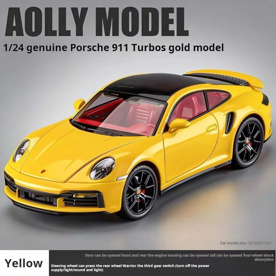 Officially Licensed Porsche 911 Coupe Diecast Alloy Sports Car with Sound & Light