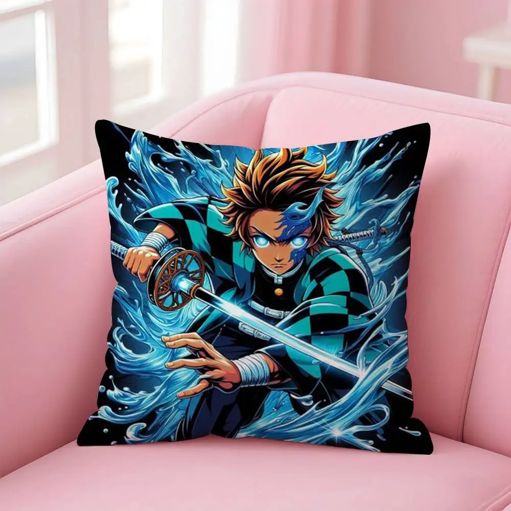 Demon Slayer Kimetsu No Yaiba Anime-Kissenbezug, Anti-Dustmite-Kissenbezug, unsichtbarer Reißverschluss, seidiger kurzer Plüsch-Sofa-Kissenbezug – Detail 7