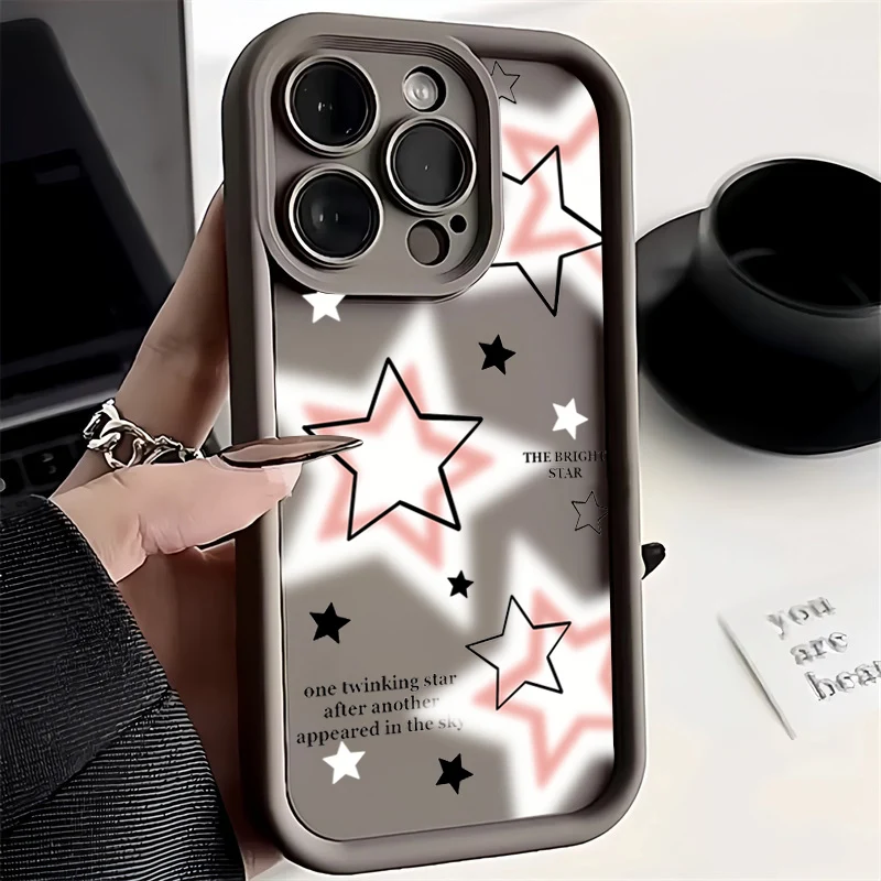 thumbnail image 1 of Bonita funda de silicona con estrellas rosas para iPhone 16, 15, 14 Pro Max, 13, 12, 11 Pro Max, X, XS, XR, 7, 8, 15, 14 Plus, SE 2020, a prueba de golpes, 1 of 5