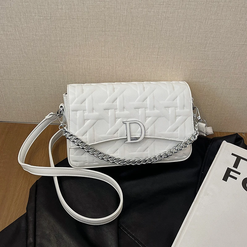 Minimalist Leather Crossbody Bag - Retro Textured Purse With Designer Letter Logo & Generous Storage For Daily Essentials 2