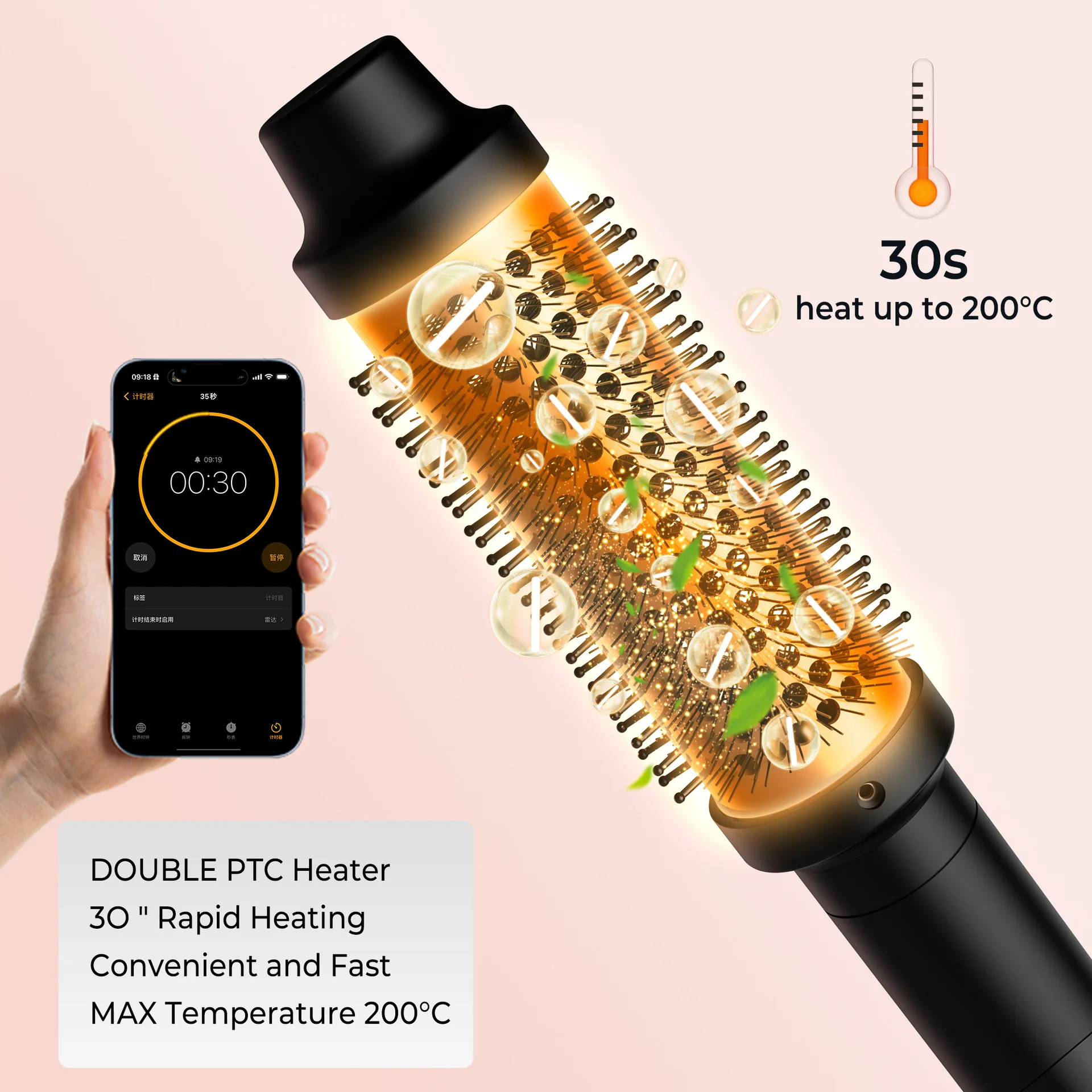 3-in-1 Multifunctional Straightening Curling Hot Brush Portable Travel Ionic Hair Styling Comb Fast Heating for Thick/Fine Hair