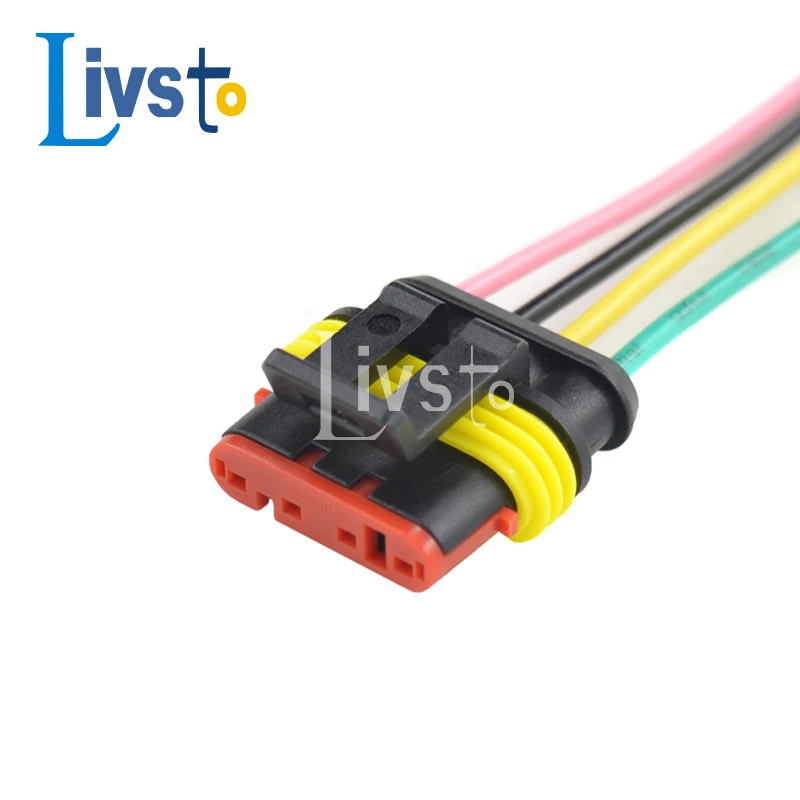1 Set 4 Pin Tyco Amp Superseal Spina Per Auto Sigillata Connettore Per Cablaggio Automatico Impermeabile 282088-1